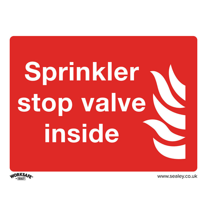 1x SPRINKLER STOP VALVE Health & Safety Sign - Self Adhesive 200 x 150mm Sticker Loops