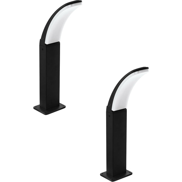 2 PACK IP44 Outdoor Pedestal Light Black Aluminium 11W LED Wall Post Lamp Loops