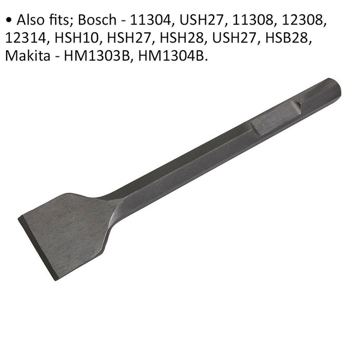 75 x 375mm Wide Impact Chisel - Bosch 11304 & Other Models - Demolition Breaker Loops