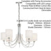 Multi Light Ceiling Pendant 7 Bulb Chrome & White Shade Chandelier Modern Lamp Loops