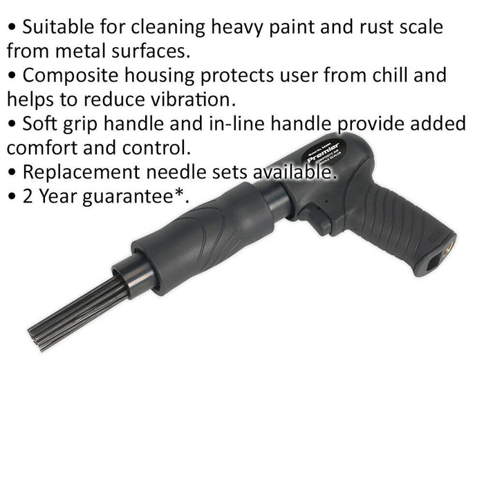 Air Operated Needle Scaler - Composite Pistol Type - Heavy Paint & Rust Cleaning Loops