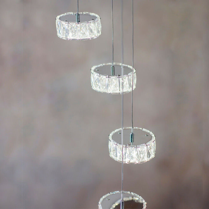 Multi Light Ceiling Pendant 16 Bulb Chrome & Crystal Glass Chandelier Lamp Loops