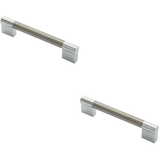 2x Keyhole Bar Pull Handle 140 x 14mm 128mm Fixing Centres Satin Nickel & Chrome Loops