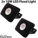 PREMIUM 2x Slim Outdoor 10W LED Floodlight Bright Security IP65 Waterproof Light Loops