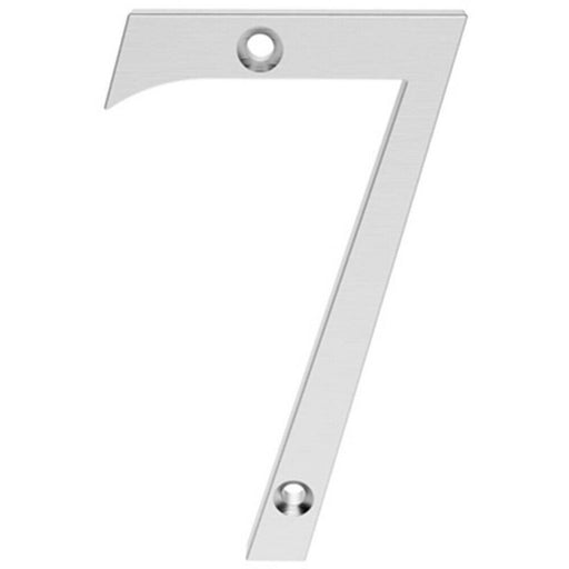 Satin Chrome Door Number 7 75mm Height 4mm Depth House Numeral Plaque Loops