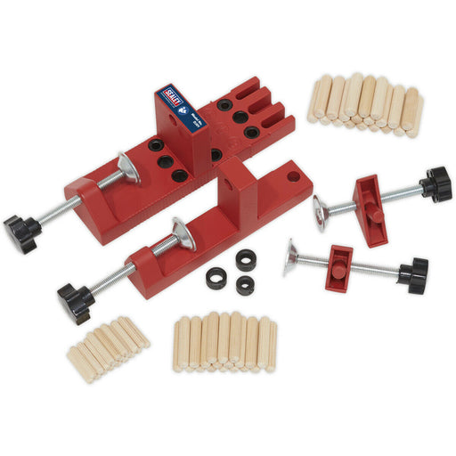 Universal Dowelling Jig Set - 6mm 8mm & 10mm Guides - Jig & Clamp Combo Loops