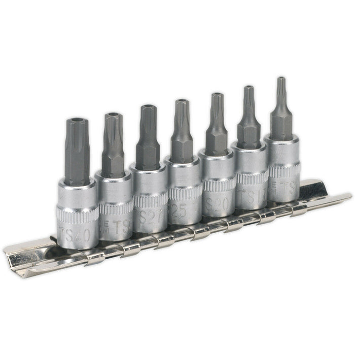 7pc TRX Star SECURITY Socket Bit Set - 1/4" Square Drive - TS10 to TS40 S2 Steel Loops