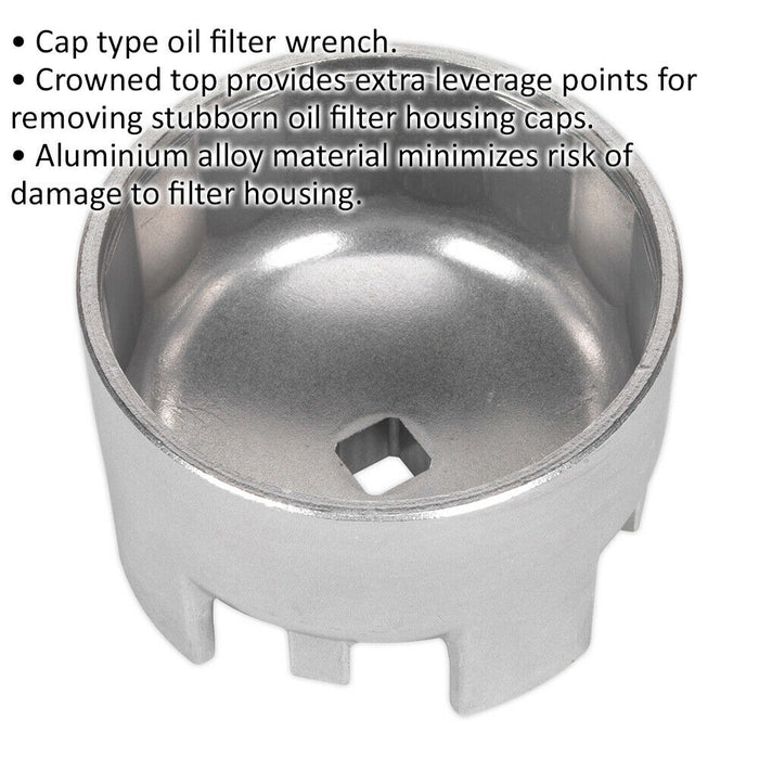 87mm Oil Filter Cap Wrench - 16 Flutes - 1/2" Sq Drive - Aluminium Alloy Loops