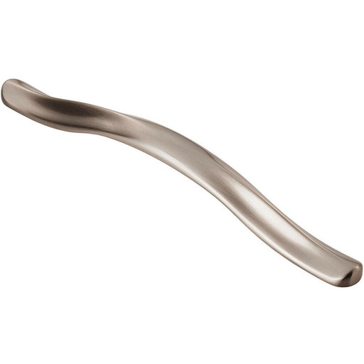 Curved Cupboard Pull Handle with Ridge 192mm Fixing Centres Satin Nickel Loops