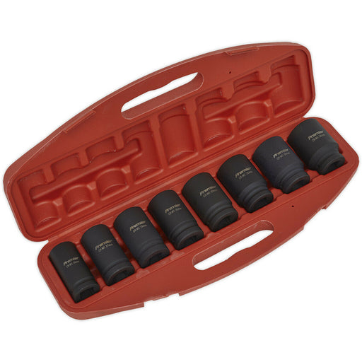 8pc DEEP Impact Socket Set - 3/4" Square Drive - Metric Air Wrench Storage Case Loops