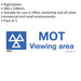 1x MOT VIEWING AREA Health & Safety Sign - Rigid Plastic 300 x 100mm Warning Loops