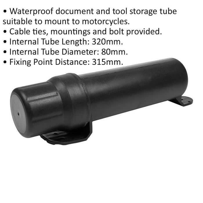 400 x 110mm Wall Mounted Document & Tool Storage Tube - Outdoor Waterproof Loops