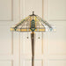 1.6m Tiffany Multi Light Floor Lamp Antique Brass & Stained Glass Shade i00021 Loops