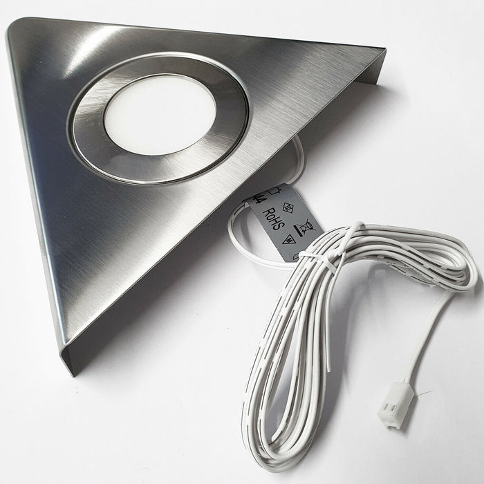2x 2.6W LED Kitchen Triangle Spot Light & Driver Kit Stainless Steel Warm White Loops