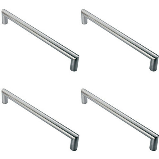 4x 30mm Mitred Pull Door Handle 450mm Fixing Centres Satin Stainless Steel Loops