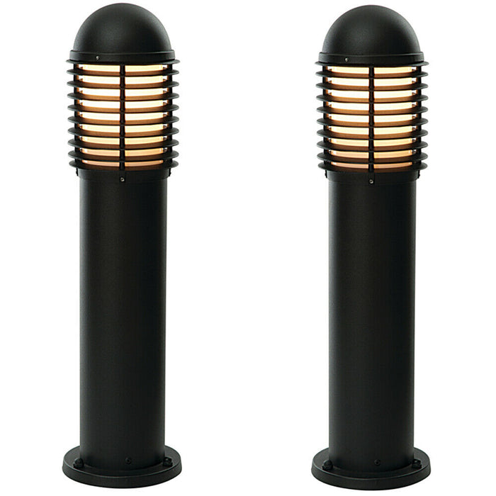 2 PACK Outdoor IP44 Bollard Light Matt Black 650mm LED Lamp Post Garden Driveway Loops