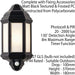 IP44 Outdoor Wall Light Matt Black Frosted Lantern Traditional PIR Motion Lamp Loops