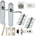 Door Handle & Latch Pack Chrome Victorian Scroll Lever on Backplate 245 x 45mm Loops