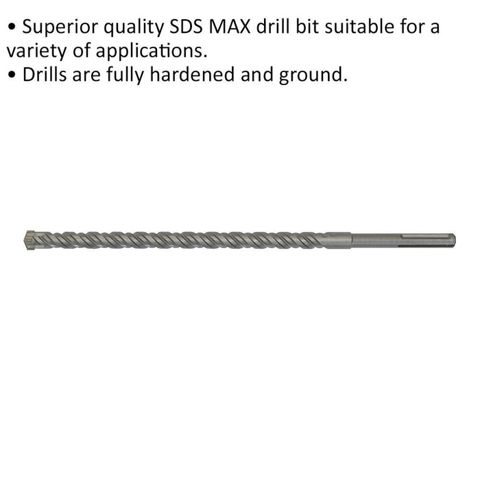 24 x 520mm SDS Max Drill Bit - Fully Hardened & Ground - Masonry Drilling Loops