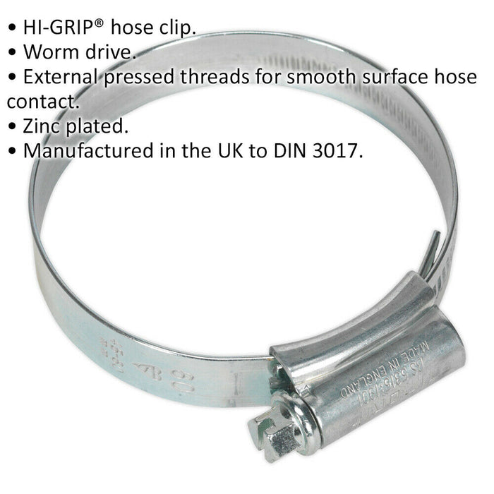 20 PACK Zinc Plated Hose Clip - 45 to 60mm Diameter - External Pressed Threads Loops