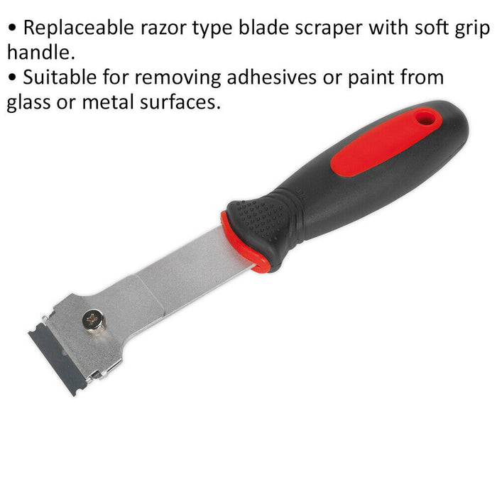 Razor Blade Scraper - Soft Grip Handle - Glass / Metal Scraper - 39mm Blade Loops