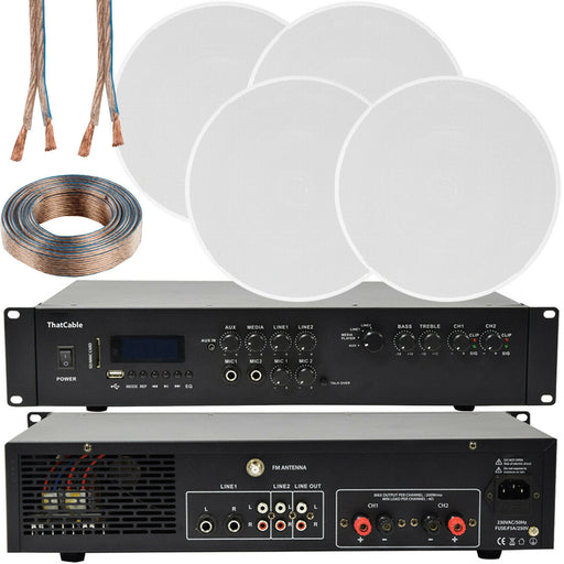 400W Bluetooth Sound System 4x 8 Slim Ceiling Speaker Channel HiFi Amplifier