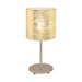 Table Lamp Champagne Slim Stem Round Base Shade Gold Fabric Bulb E27 1x60W Loops