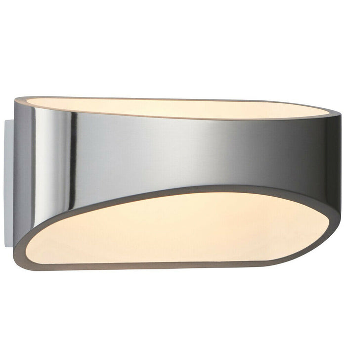 Unique LED Wall Light Warm White Modern Gloss Chrome Loop Up & Down Bedside Lamp Loops