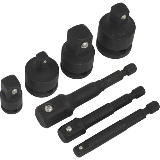 7 PACK - 1/4" Hex Chuck to IMPACT Socket Adapters - Power Drill Square Drive Set Loops