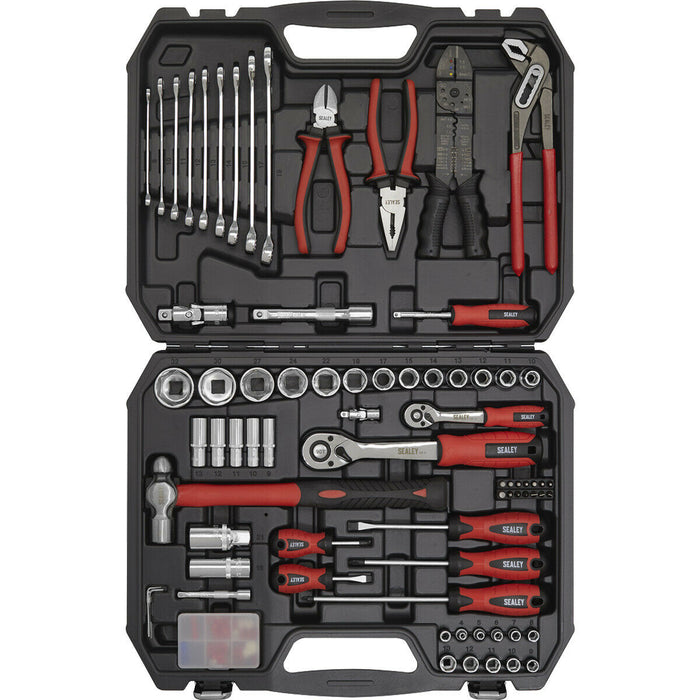 100pc Mechanic Tool Kit - Ratchet Socket Set - Spanners - Hammer - Pliers & Bits Loops