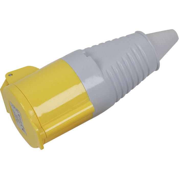 110V Yellow Plug Socket - Suitable for 2P+E 16A Connectors - IP44 Rated Loops