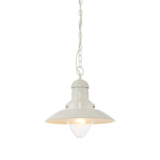 Ceiling Pendant Light - Gloss Cream & Clear Glass - 42W E27 - Dimmable Loops