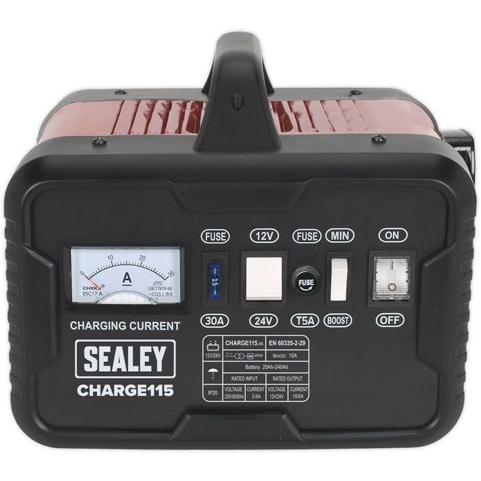 19A Single Phase Battery Charger - 12 / 24 V - Large Ammeter - 230V Power Supply Loops