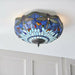 Tiffany Glass Semi Flush Ceiling Light Blue Dragonfly Inverted Shade i00044 Loops