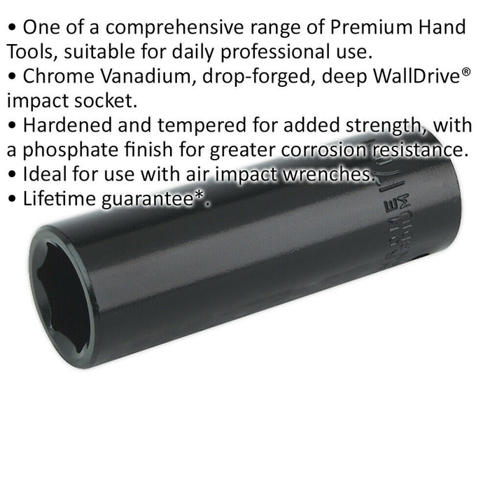 17mm Forged Deep Impact Socket - 1/2 Inch Sq Drive Chrome Vanadium Wrench Socket Loops