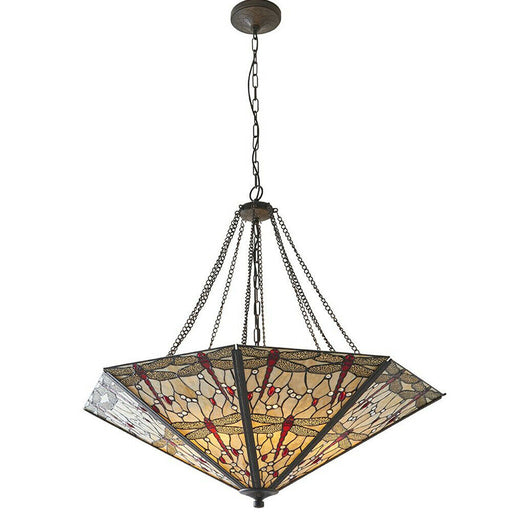Tiffany Glass Hanging Ceiling Pendant Light Large Bronze Feature Shade i00103 Loops