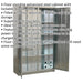 Galvanized Steel Floor Cabinet - Four Adjustable Shelves - Locking Double Doors Loops