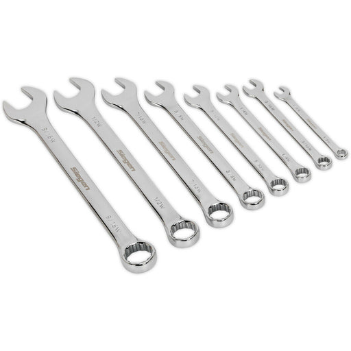 8pc Whitworth Socket Combination Spanner Set -12 Point Imperial Classic Car Ring Loops