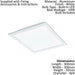 Flush Ceiling Light Colour White Shade Square White Plastic Bulb LED 14W Incl Loops