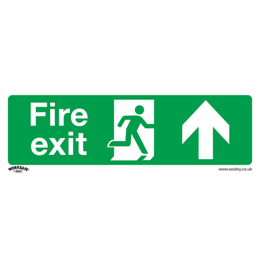 10x FIRE EXIT (UP) Health & Safety Sign Self Adhesive 300 x 100mm Sticker Loops