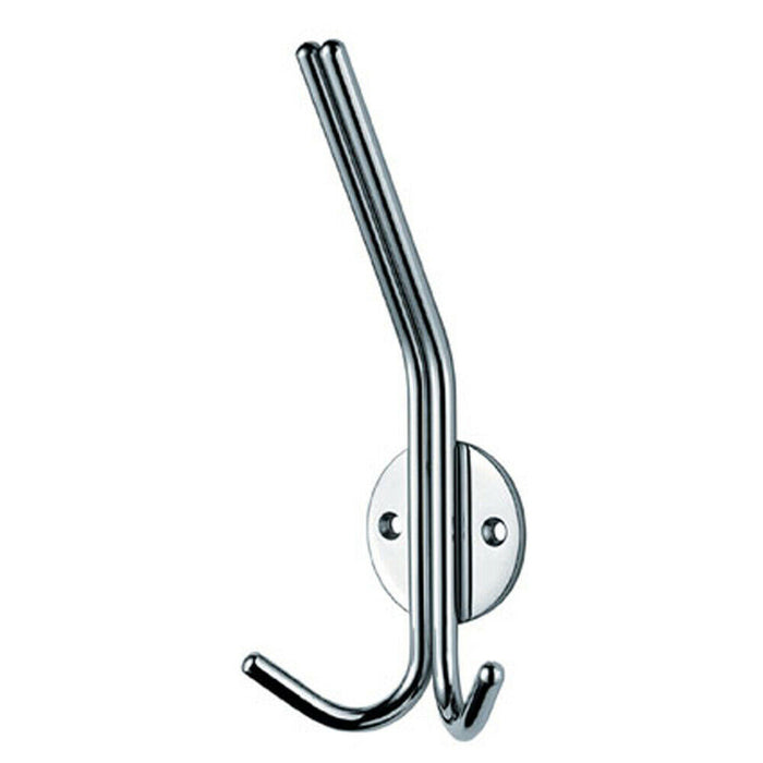 2x Slimline Hat & Double Coat Hook 35mm Projection Bright Stainless Steel Loops