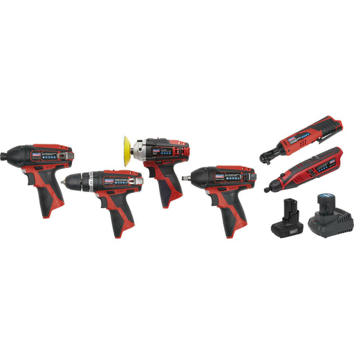 6x Cordless Power Tool Bundle & 2x Batteries - Hammer Drill Impact Driver Wrench Loops