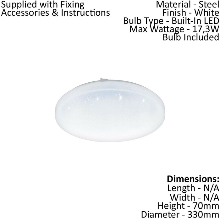 2 PACK Wall Flush Ceiling Light White Shade White Plastic & Crystal Effect LED Loops