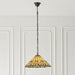 Tiffany Glass Hanging Ceiling Pendant Light Bronze & Amber Floral Shade i00126 Loops