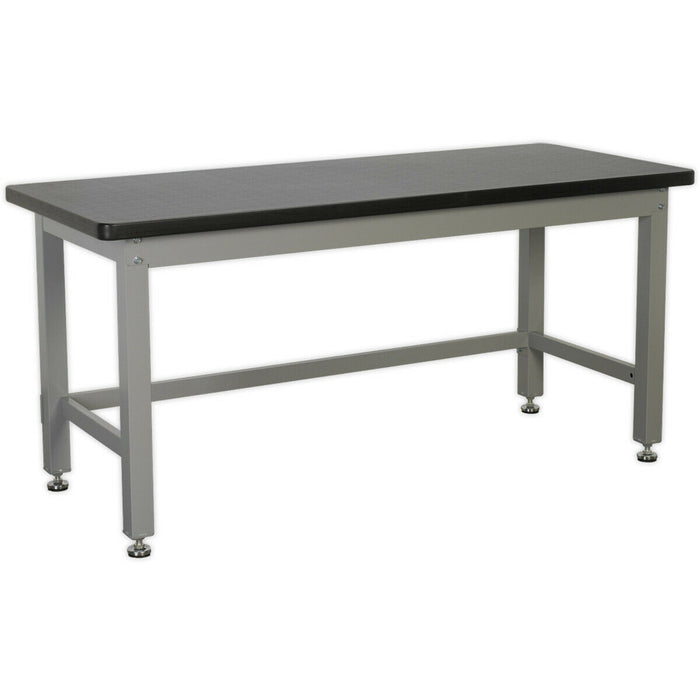 Steel Industrial Workbench - 1800mm x 750mm Laminate Worktop - Adjustable Feet Loops