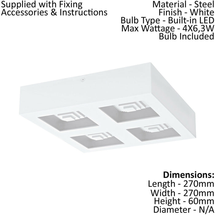 2 PACK Wall / Ceiling Light Modern White Box Lamp 270mm x 270mm 6.3W LED Loops