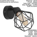 Quad Ceiling Light & 2x Matching Wall Lights Black Cage Amber Glass Trendy Lamp Loops