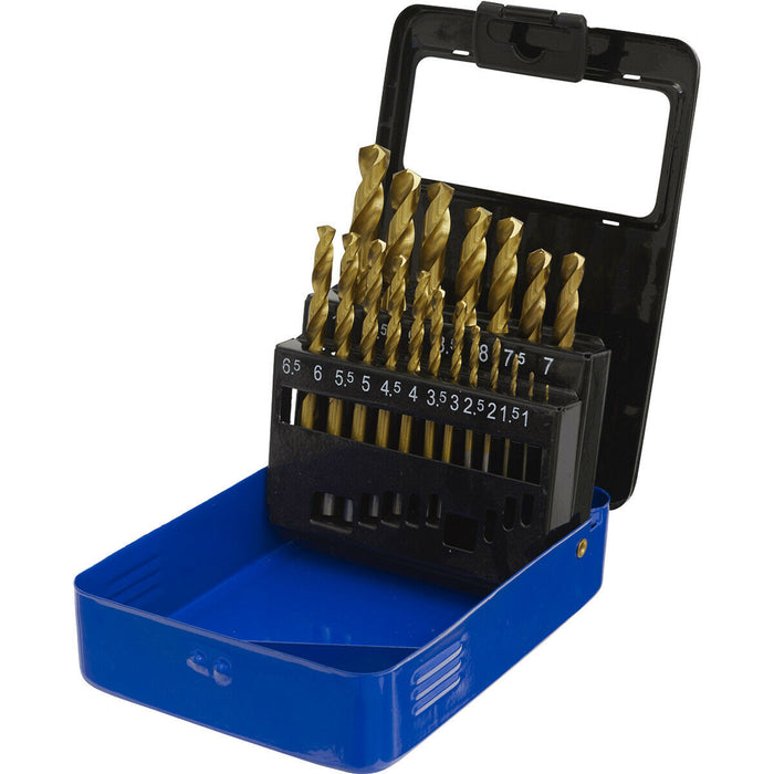 19 Piece Fully Ground HSS Drill Bit Set - 1mm to 10mm Sizes - Split Point Tip Loops