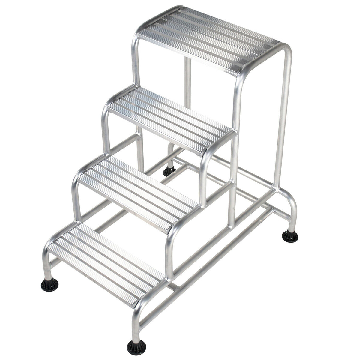 1m Tall Stable Steps Sturdy Aluminium Frame 500mm Wide 4 Tread Step La ...