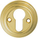 55mm Euro Profile Round Escutcheon Reeded Design Polished Brass Keyhole Cover Loops